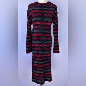 Zara Women’s Ribbed‎ Knit Sweater Midi Dress Striped Long Sleeves Size Medium
